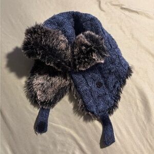 The Children's Place Blue and Black Furry Kids Hat